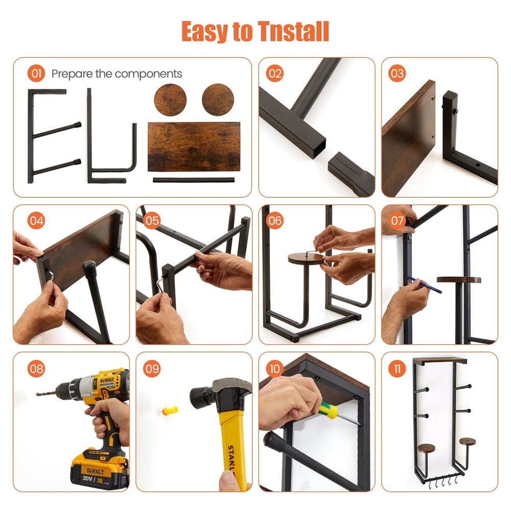 Skateboard Wall Mount Rack - Display Shelf & Hanger for Longboard, Snowboard,...