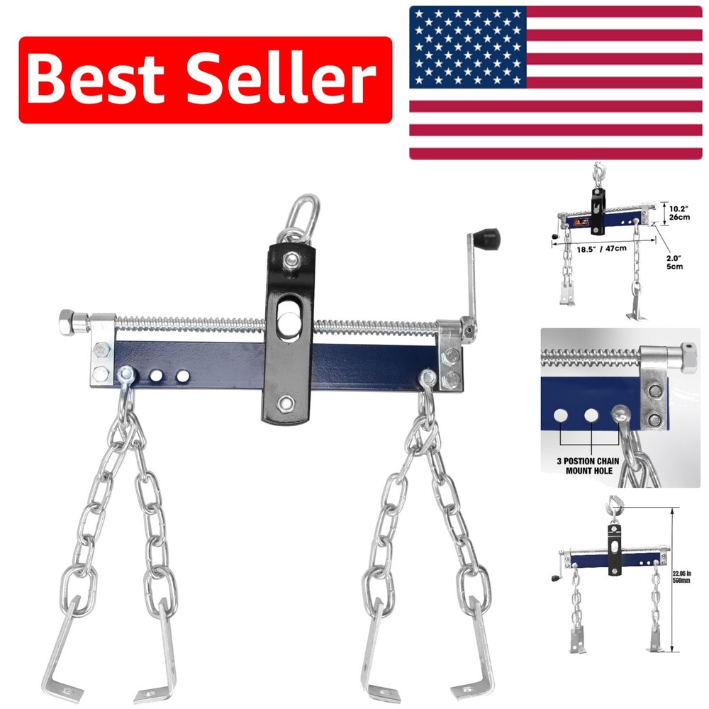 Adjustable Handle Engine Leveler - 3/4 Ton Steel Hoist for Garage and Workshop