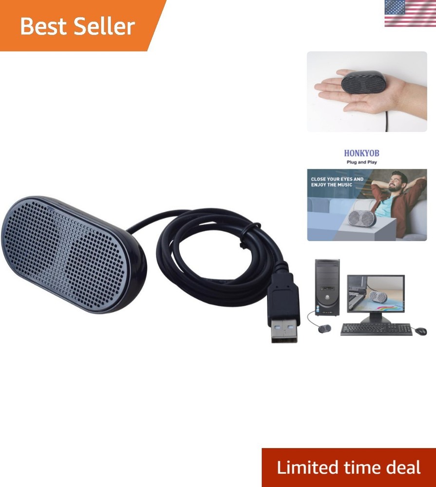 Sleek Black Portable USB Speaker for Enhanced Gaming & Music Experience