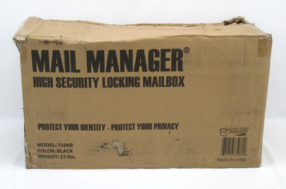 Mail Boss 7506 Mail Manager Curbside Locking Security Mailbox Black w/ Post