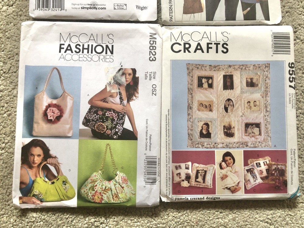 (4) CRAFT SIMPLICITY McCALL'S Patterns ~ Ornaments Aprons Bags Memory Package