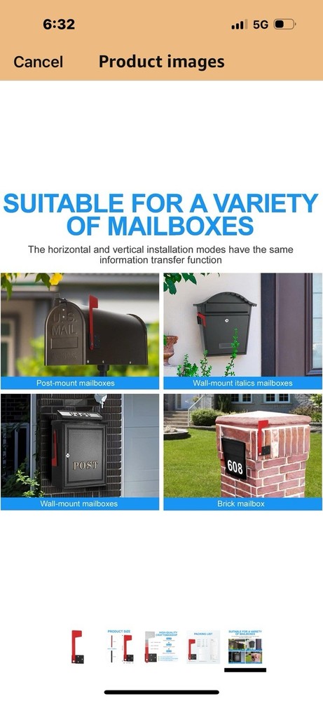 Merear Mailbox Flag Replacement Kit, Galvanized Steel for Mailbox, Red