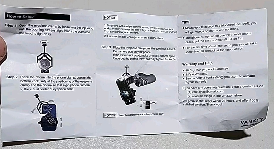 VANKEY Smartphone Scope Adapter - Black - New/Open Box