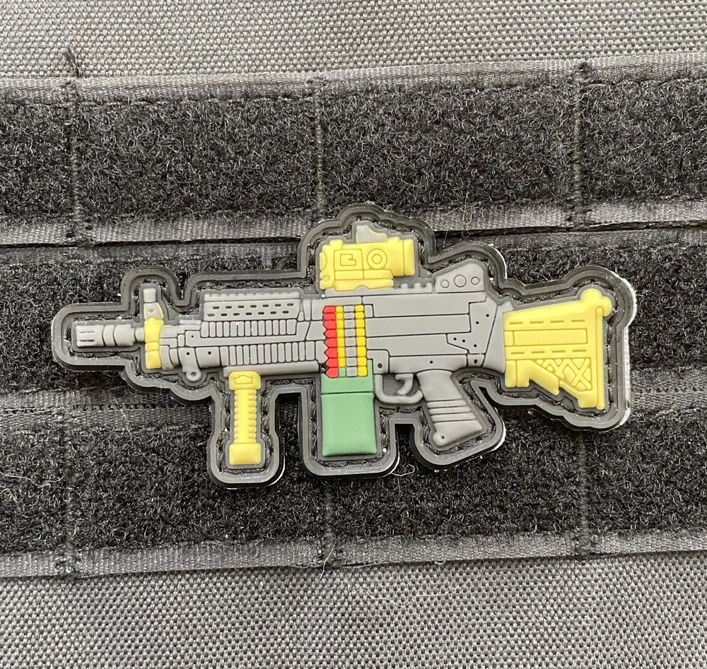 M249 SAW Machine Gun Weapon Tactical Morale Patch PVC