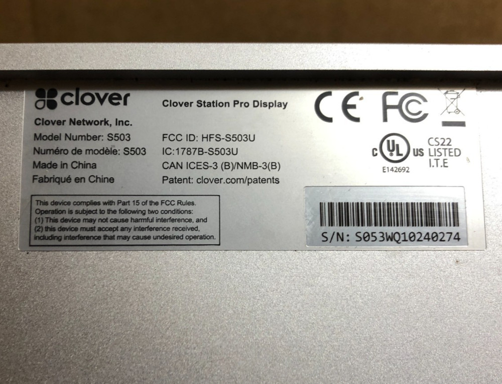 Clover Station Pro S503 POS System Display Only **