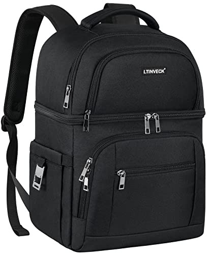 Cooler Backpack,Insulated Backpack Cooler Leakproof Double Deck Cooler Black