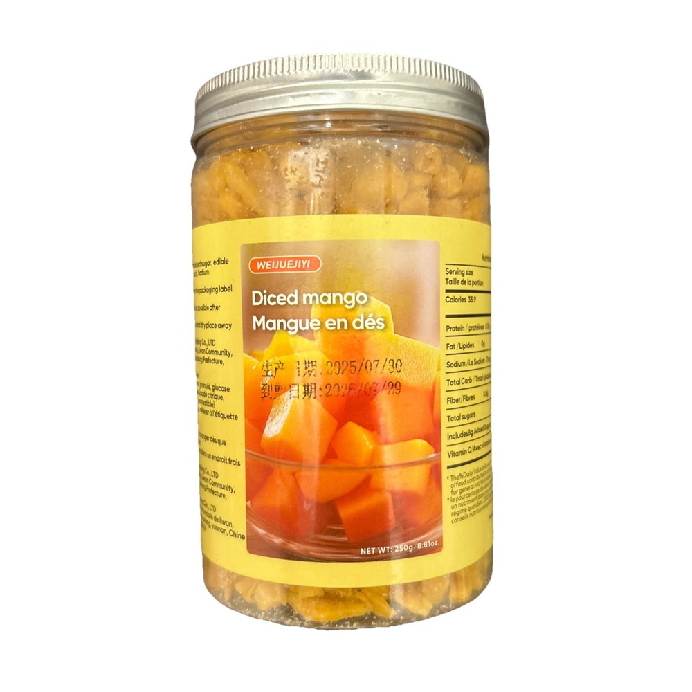 Diced Dried Mango, 8 Oz Jar