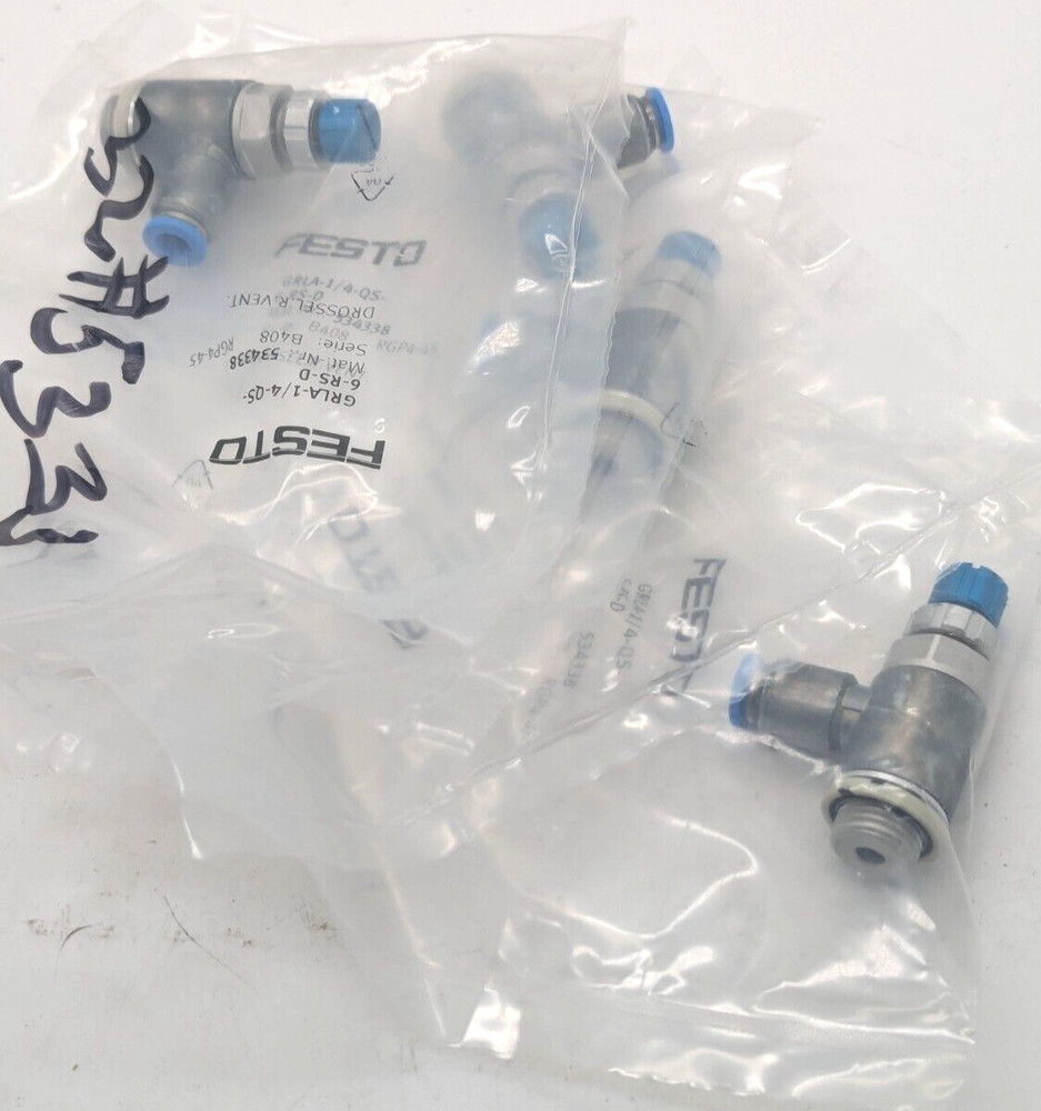 4x FESTO GRLA-1/4-QS-6-RS-D Throttle Check Valve 534338 NEW