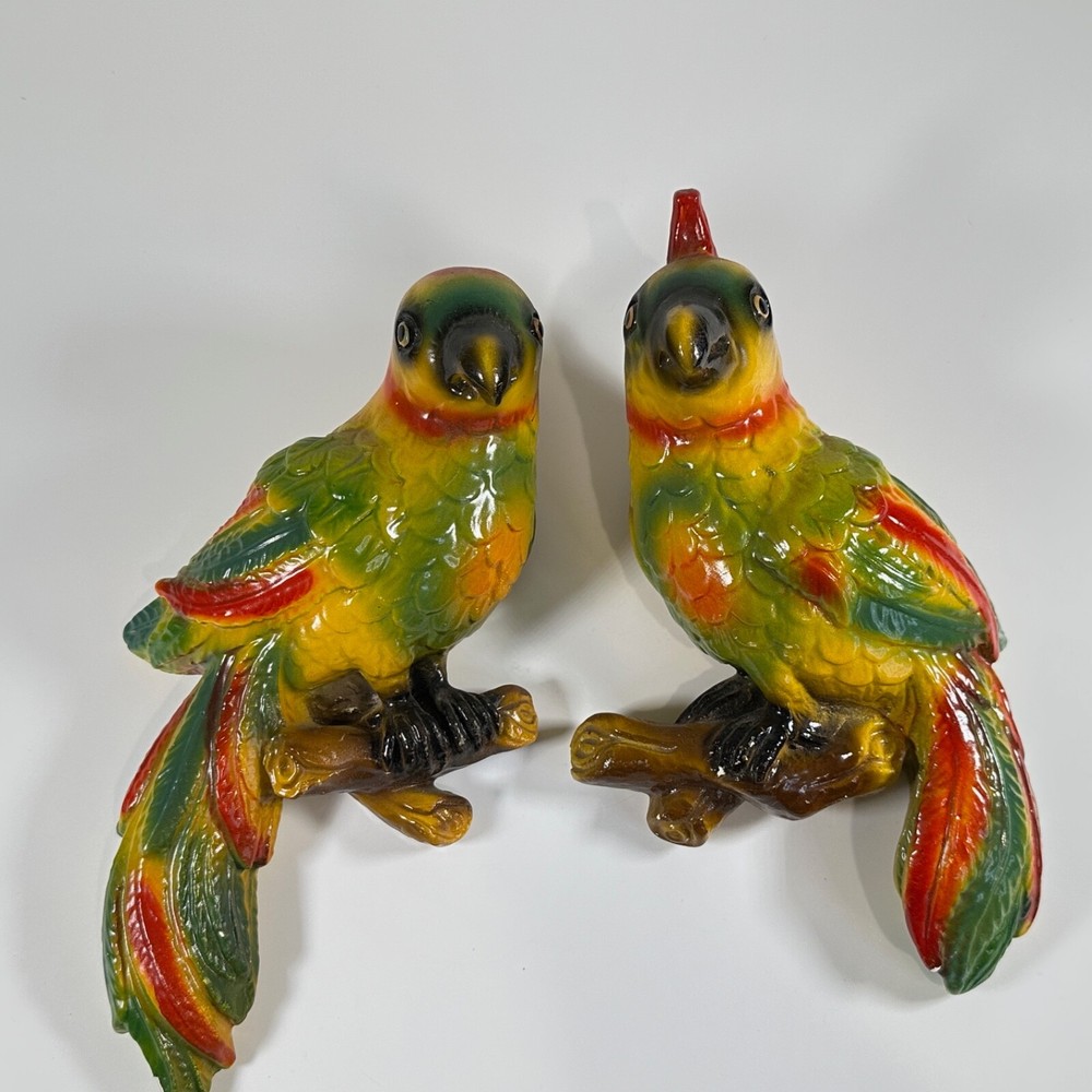Mid-Century Chalkware Parrot Bird Wall Hanging