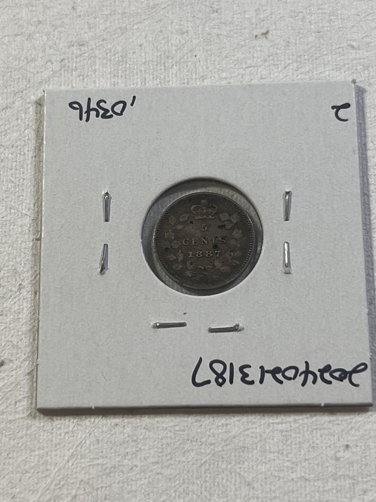 1887 Canada 5 Cents Small Silver Coin Cleaned