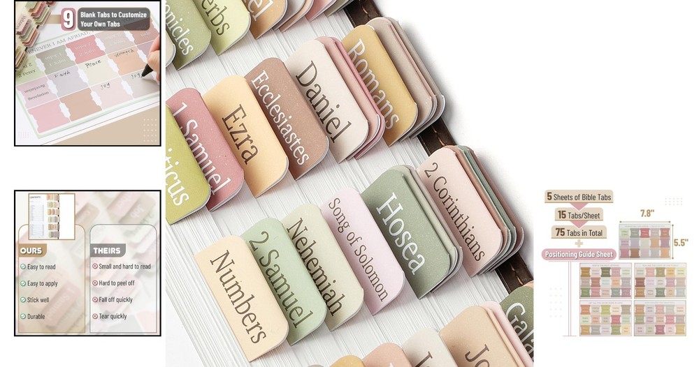 Complete 75-Piece Boho Bible Tab Set for Effortless Study and Customization