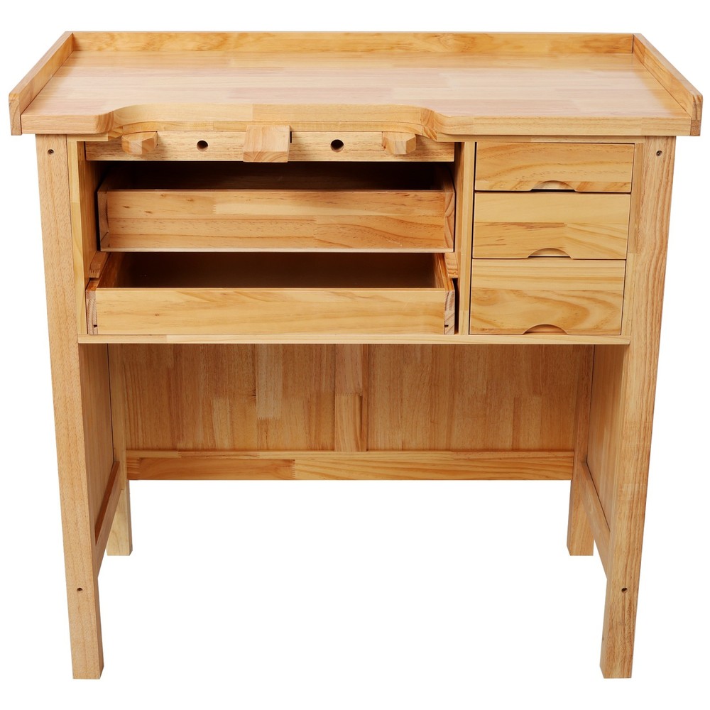 Sturdy Solid Wood Workbench for Jewelry Making with Practical Drawers