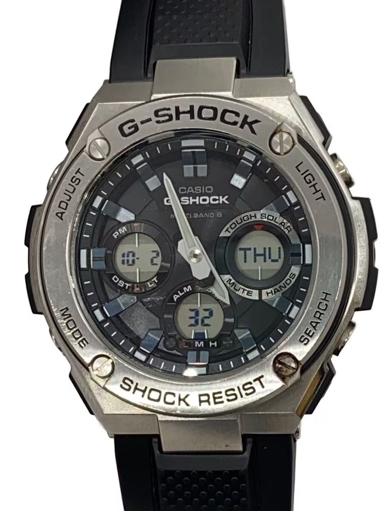CASIO Solar Watch G SHOCK Digital Analog SLV BLK