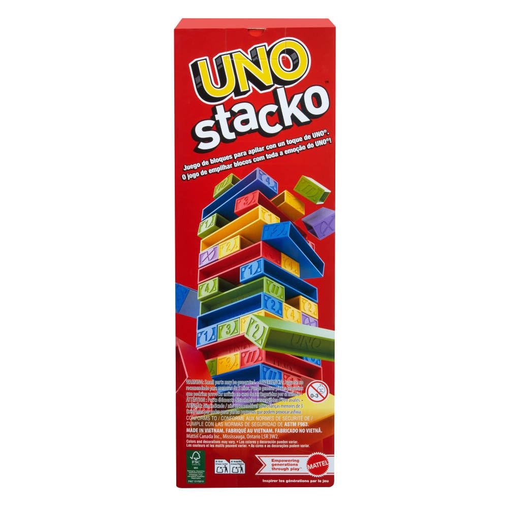 UNO Stacko Game for Kids & Family with 45 Colored Stacking Blocks & Loading T...