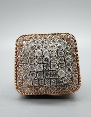 3.11ct D/VVS Lab Created Diamond Men's Square Cluster Statement Ring 925 Silver