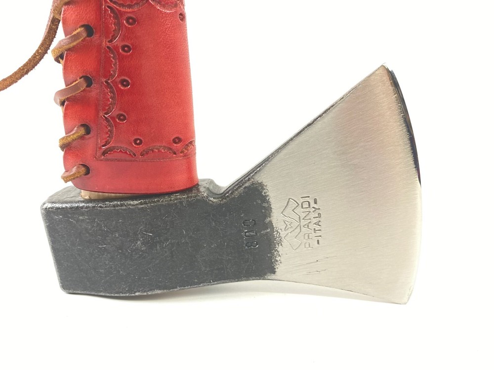 Prandi Hatchet With Red Leather Sheath And Overstrike Guard