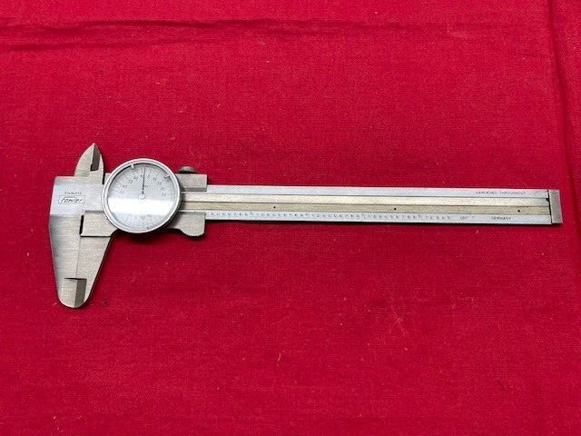 Fowler Dial Caliper with Regular Jaws, White Face, 6" - VINTAGE
