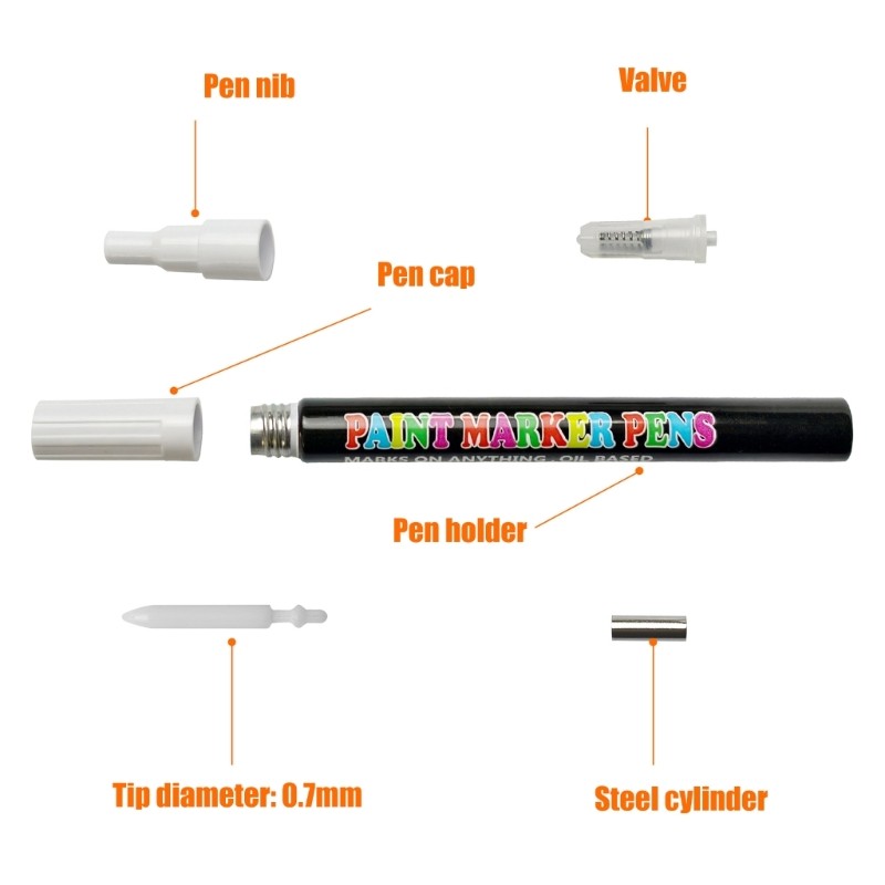 8pcs Empty Paint Marker Tube Smooth Flow Control for DIY Art Projects Tool