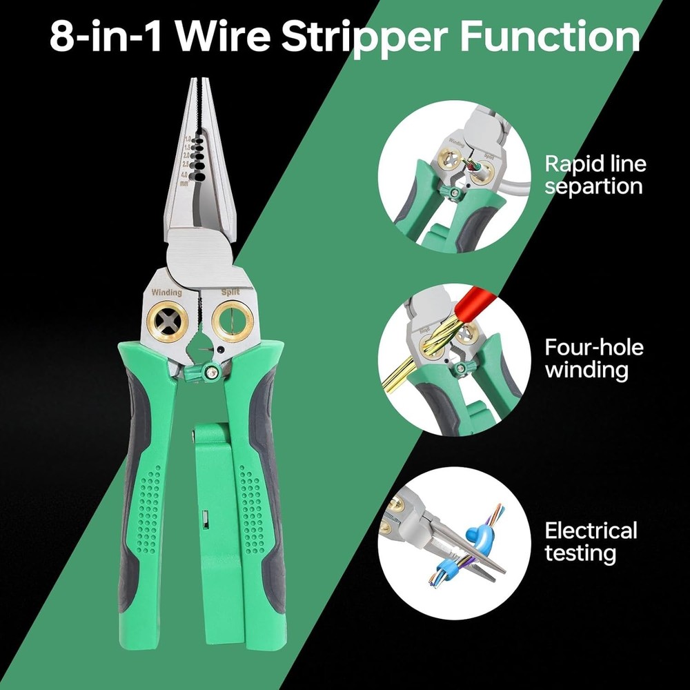 8 in 1 Wire Stripper with Voltage Tester, Wire Stripper Pliers Multi-Function El