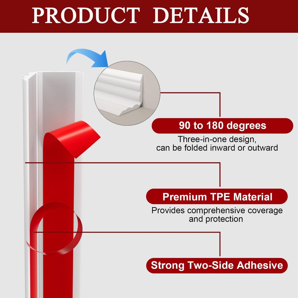 Wall Corner Protector Trim, 10.5 Feet Flexible Inside & Outside Corner Guard ...