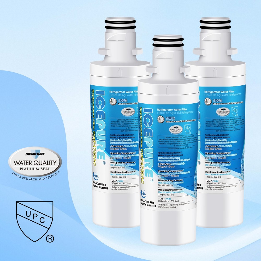 3 PACK Fit For LG ADQ747935 lfxs26973s lfxc22526s Water Filter Cartridge Icepure