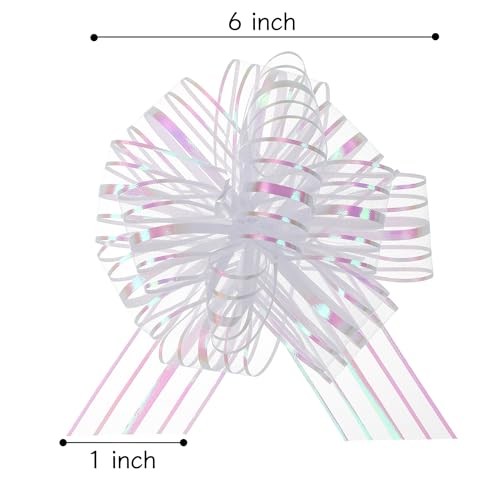 12 Pieces Large Organza Pull Bows,6 Inches Pull Bows for Ogs2-12-mixed Color