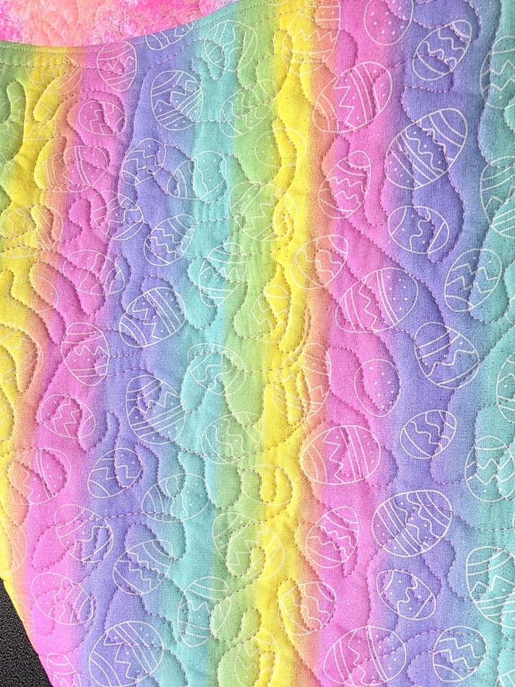 Handmade Quilted Table Runner Easter Eggs Rainbow glittered reversible bright