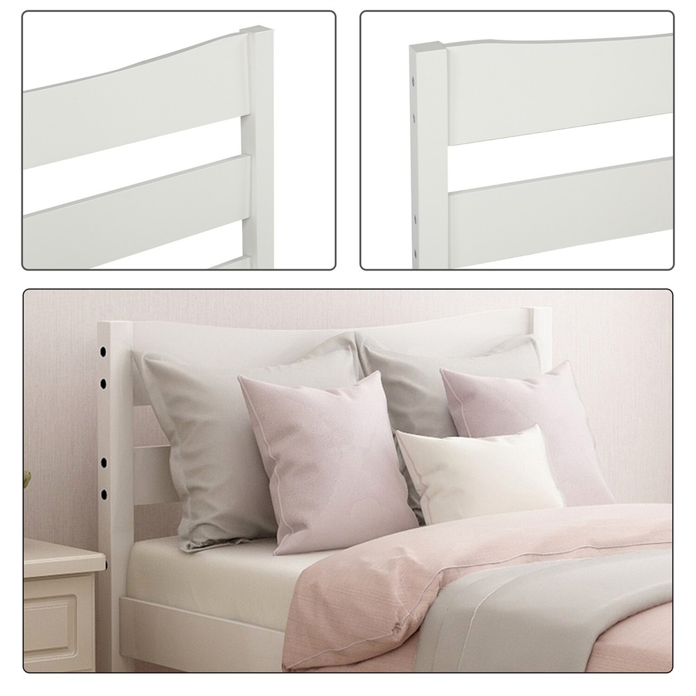 Twin Size Bed Frame Wood Platform Bed Frame with Headboard White/Walnut/Espresso