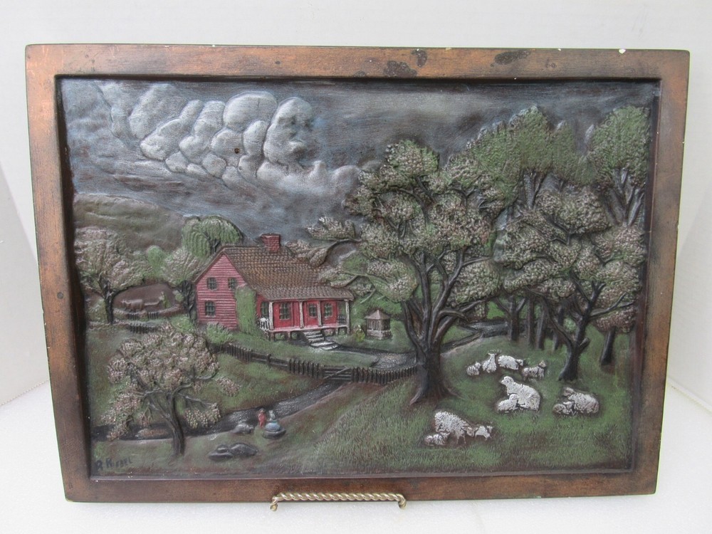 1976 Hershey Molds Ceramic 3D Spring Time Approaching Storm Wall Art Plaque VTG