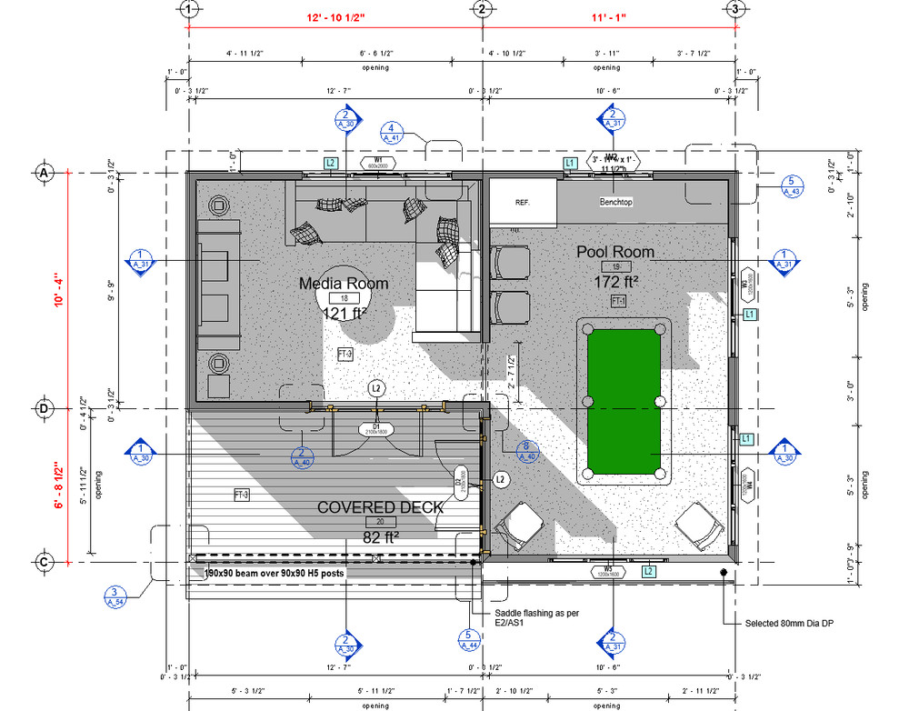 Tiny House ADU working s 2 Room Layout, (400SF) Covered Deck, PDF+ CAD File