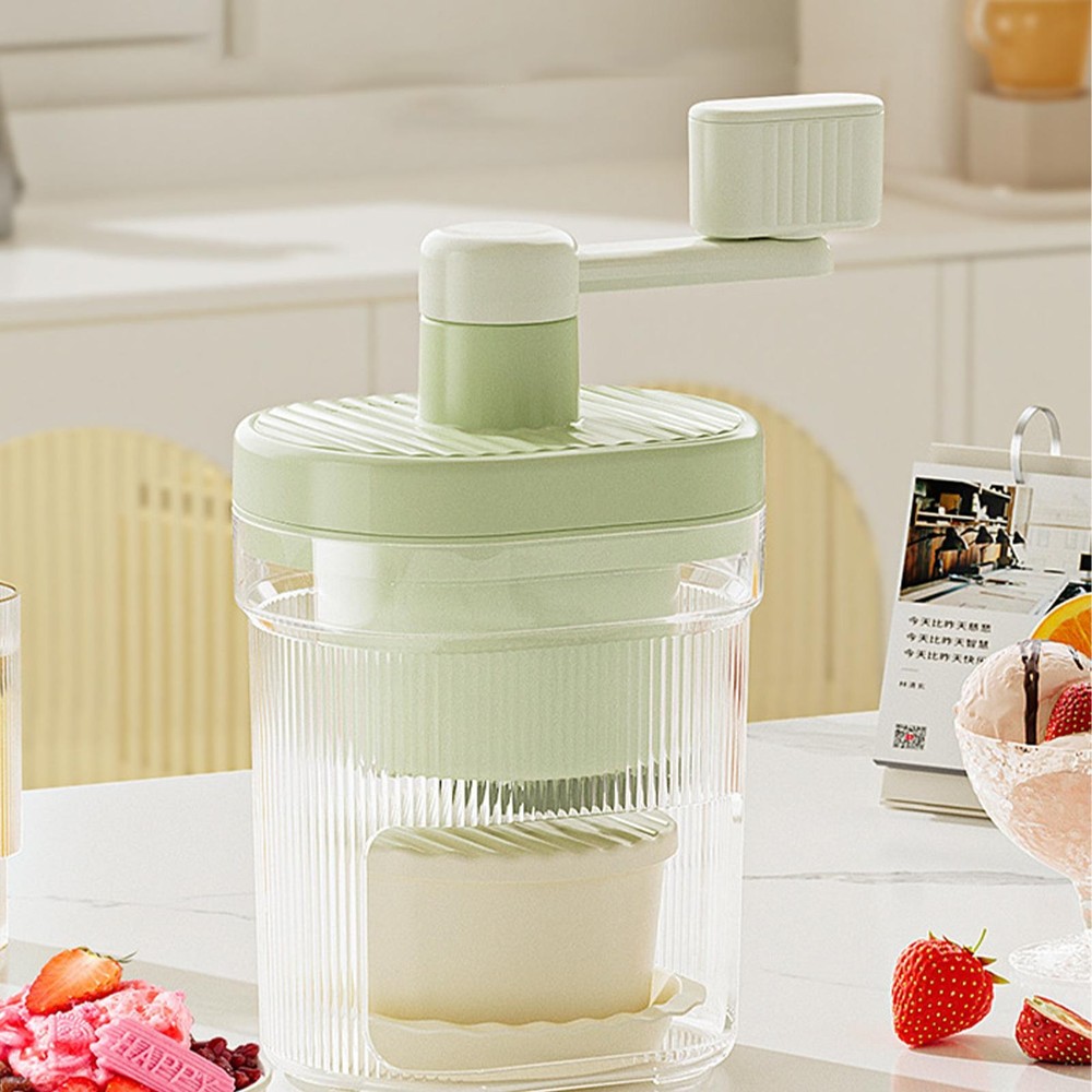 Handheld Snow Ice Machine Portable Hand-Cranked Snowcone Maker With Cups