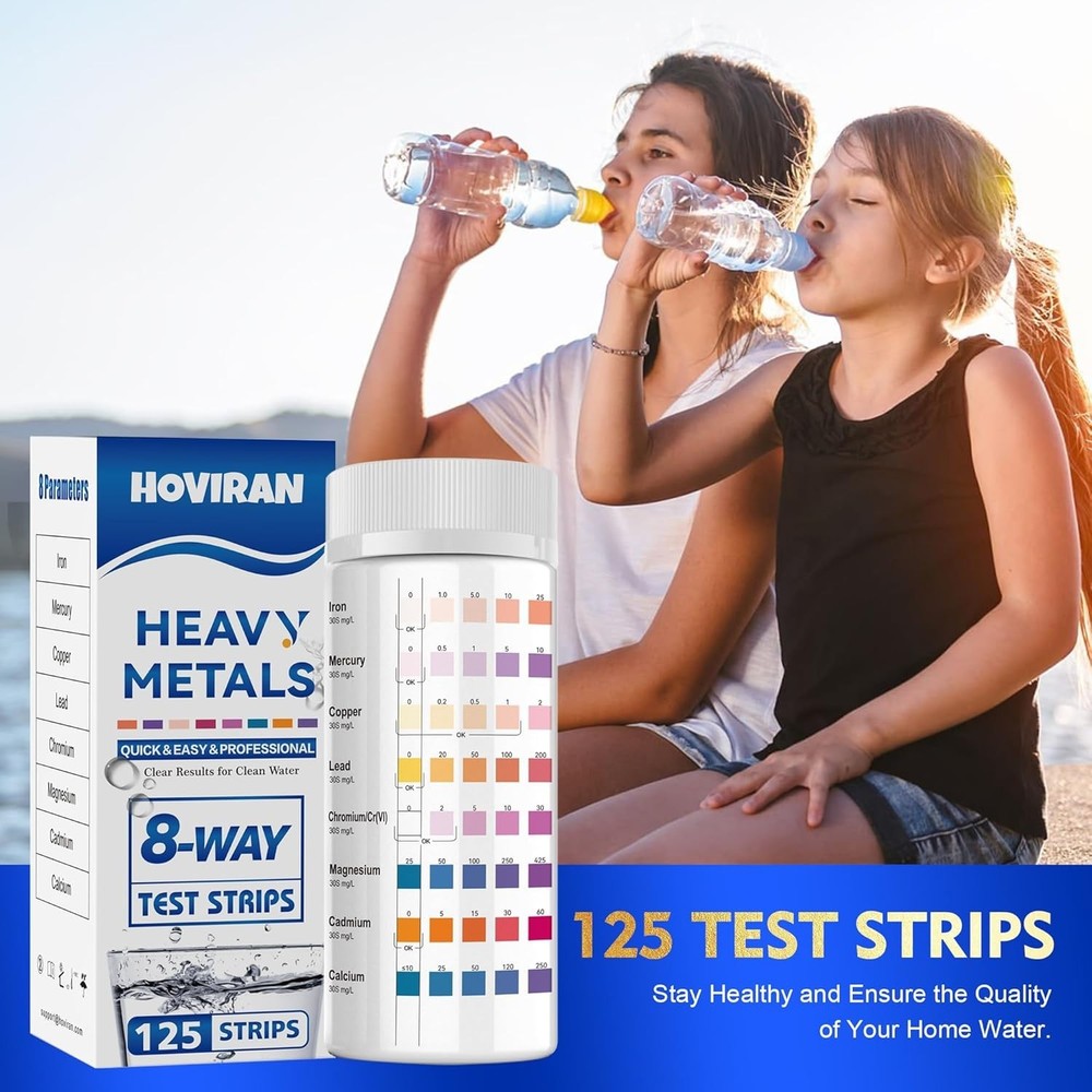 Fast & Affordable 8 Parameter Water Strips - Heavy Metals Detection 125 ct