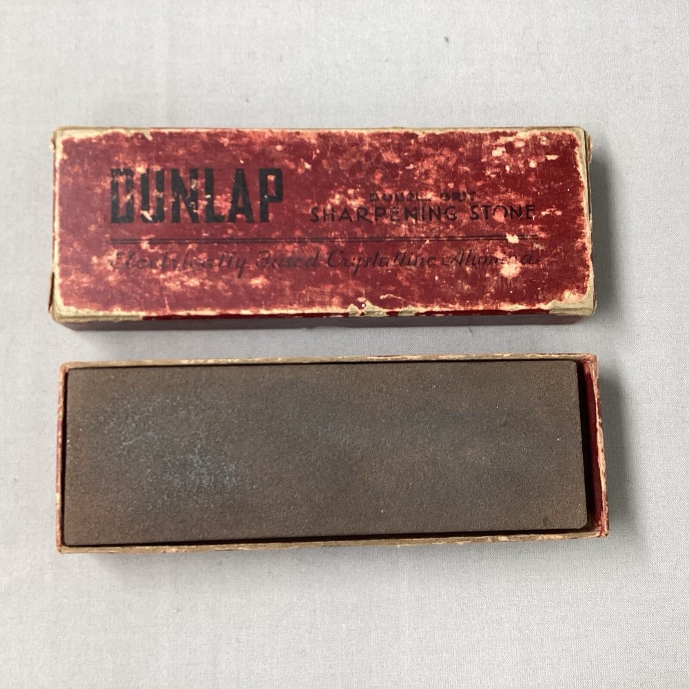 Vintage Dunlap Fine & Medium Combination Knife Sharpening Stone 6x2x3/4" Box