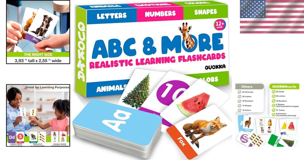 Interactive ABC Learning Flash Cards for Toddlers 2-4 – 60 Fun & Durable Cards