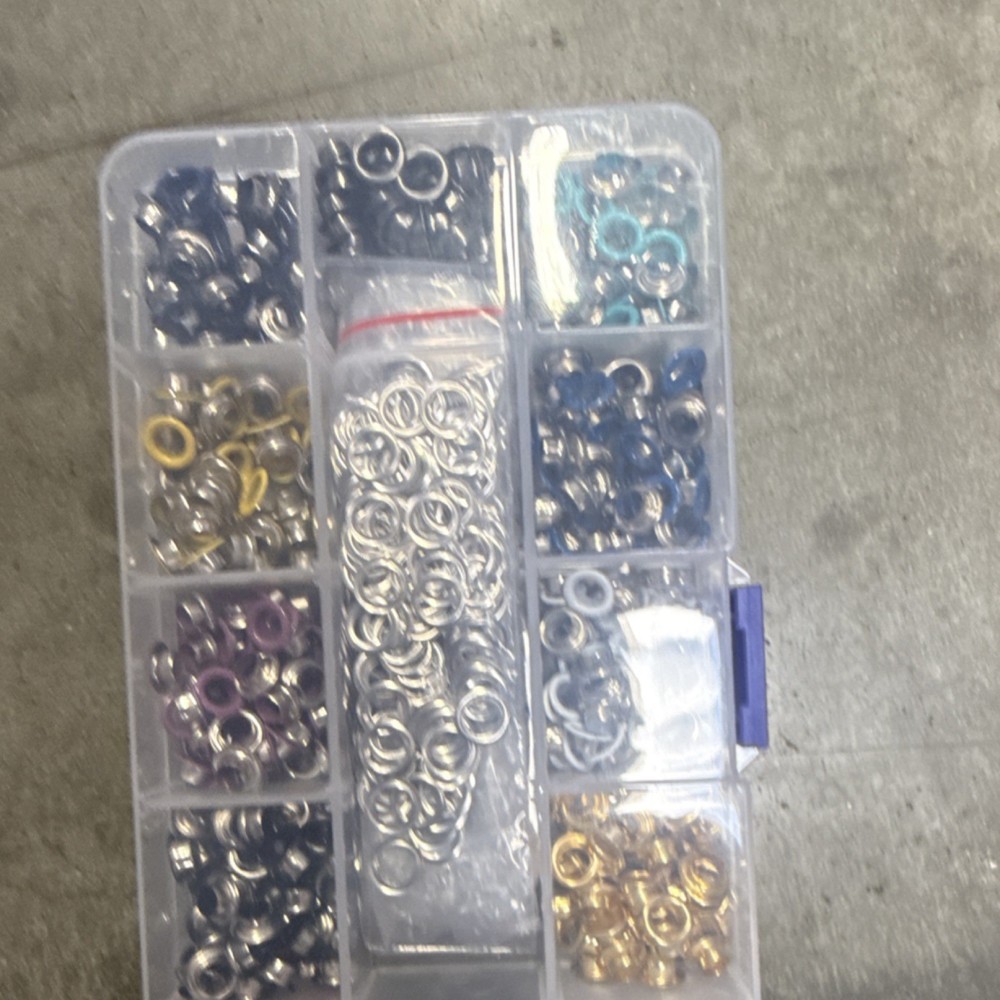 Assorted Multicolor Metal Eyelets Only Set with Organizer Box for Craft Projects