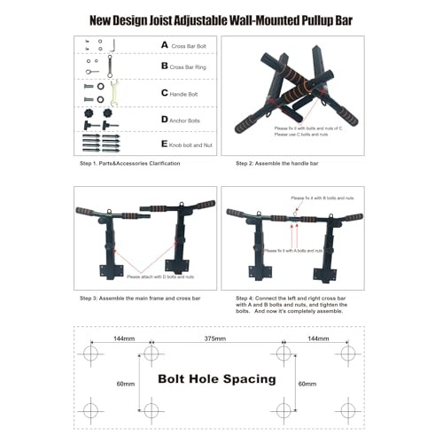 Pull Up Bar Wall Mounted: Adjustable Wall Joist Mount Pull Up Bar & Chin Up