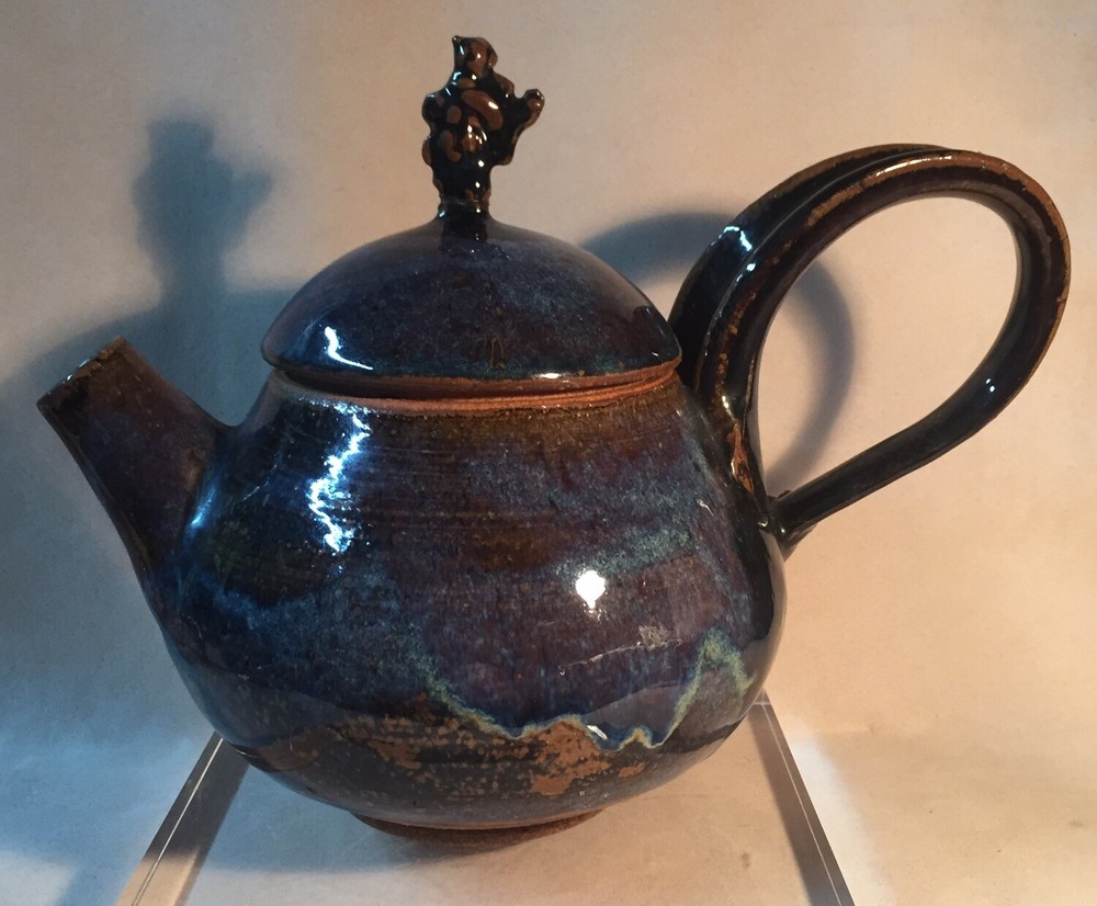 Vintage Art Studio Pottery Stoneware Teapot 8”