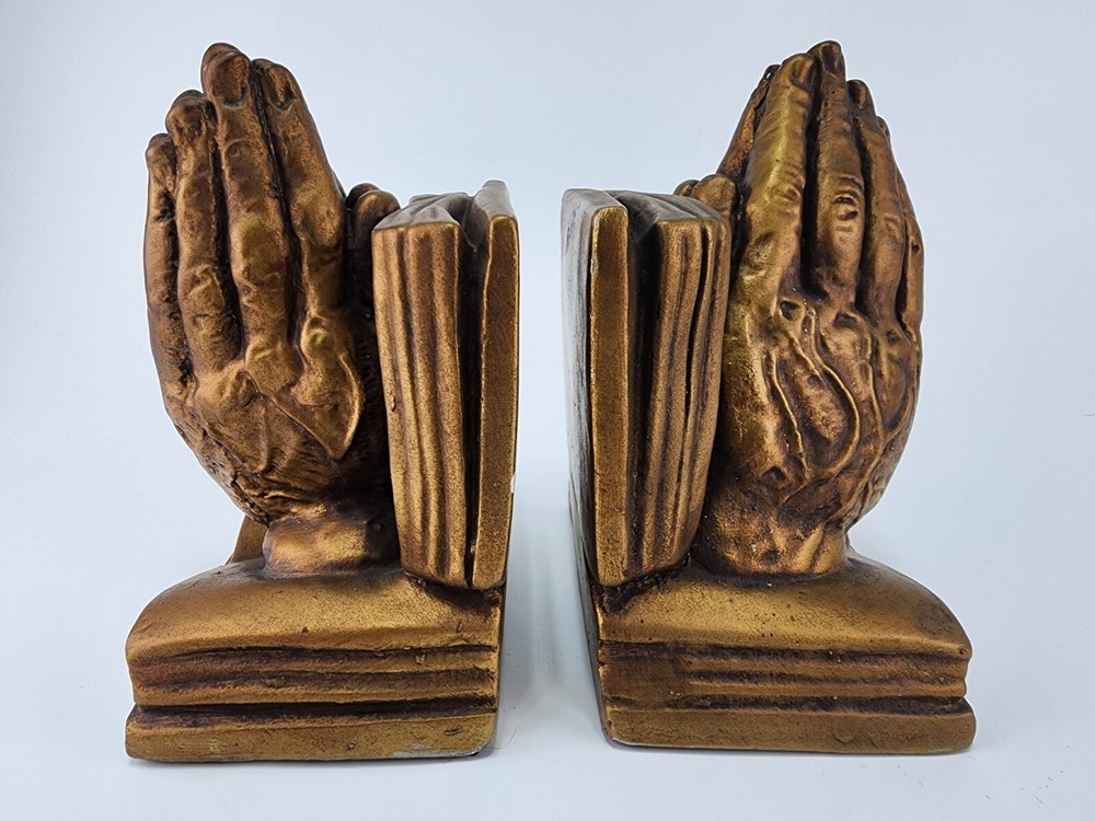 Praying Hands Bookends Matching Set • Christian Decor
