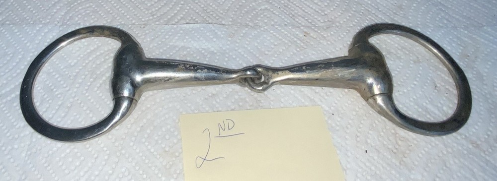 2ND-Snaffle Jointed Ring Horse Bit, Antique, Silver Color Metal