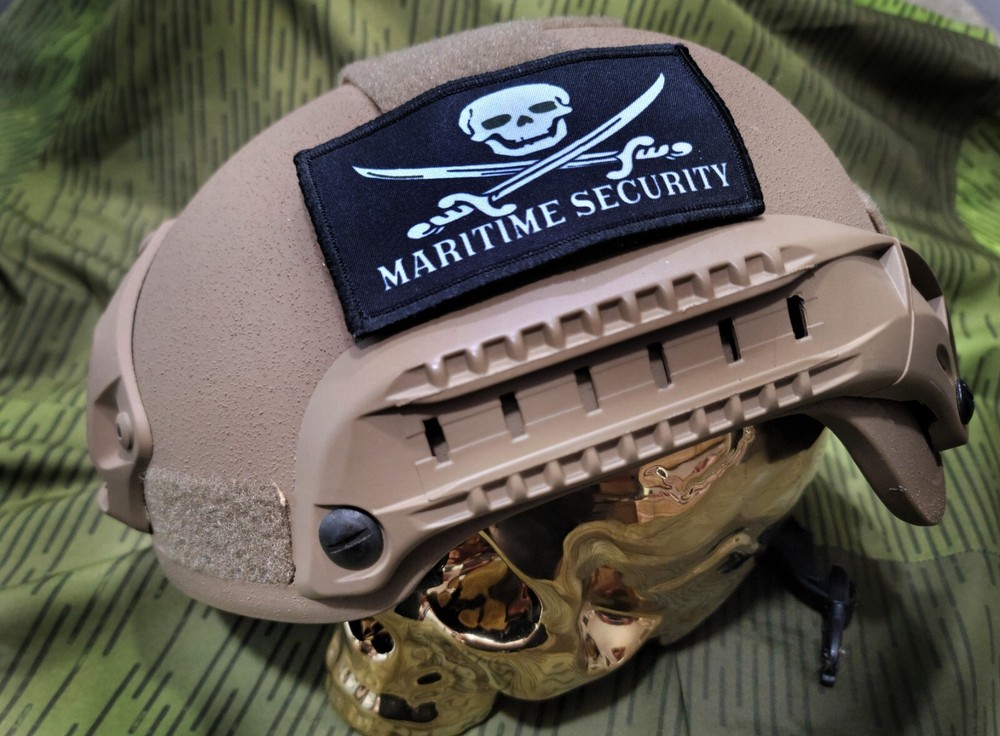 2x4" MARITIME SECURITY Patch Black White Tactical Hook Backed