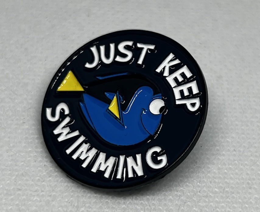 Finding NEMO Dory Just Keep Swimming Pixar Disney Character Hat Lapel Pin NEW