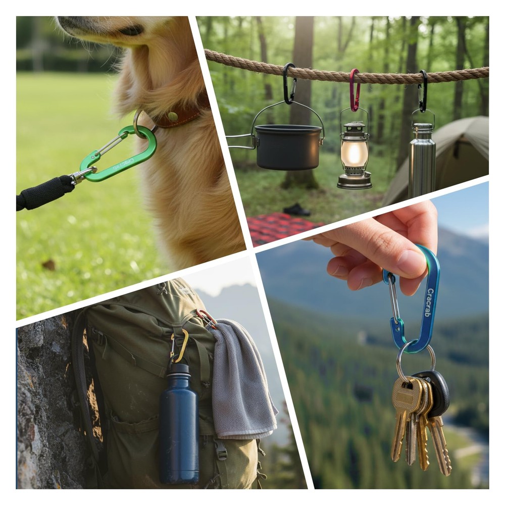 12Pcs Carabiner Small (2"), Medium (2.4"), Large (2.8"), Multiple Colors