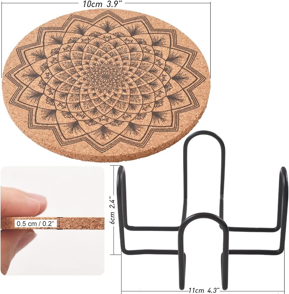 Cork Coasters for Drinks Reusable Cup Coaster Cold or Warm Drinks, Brown