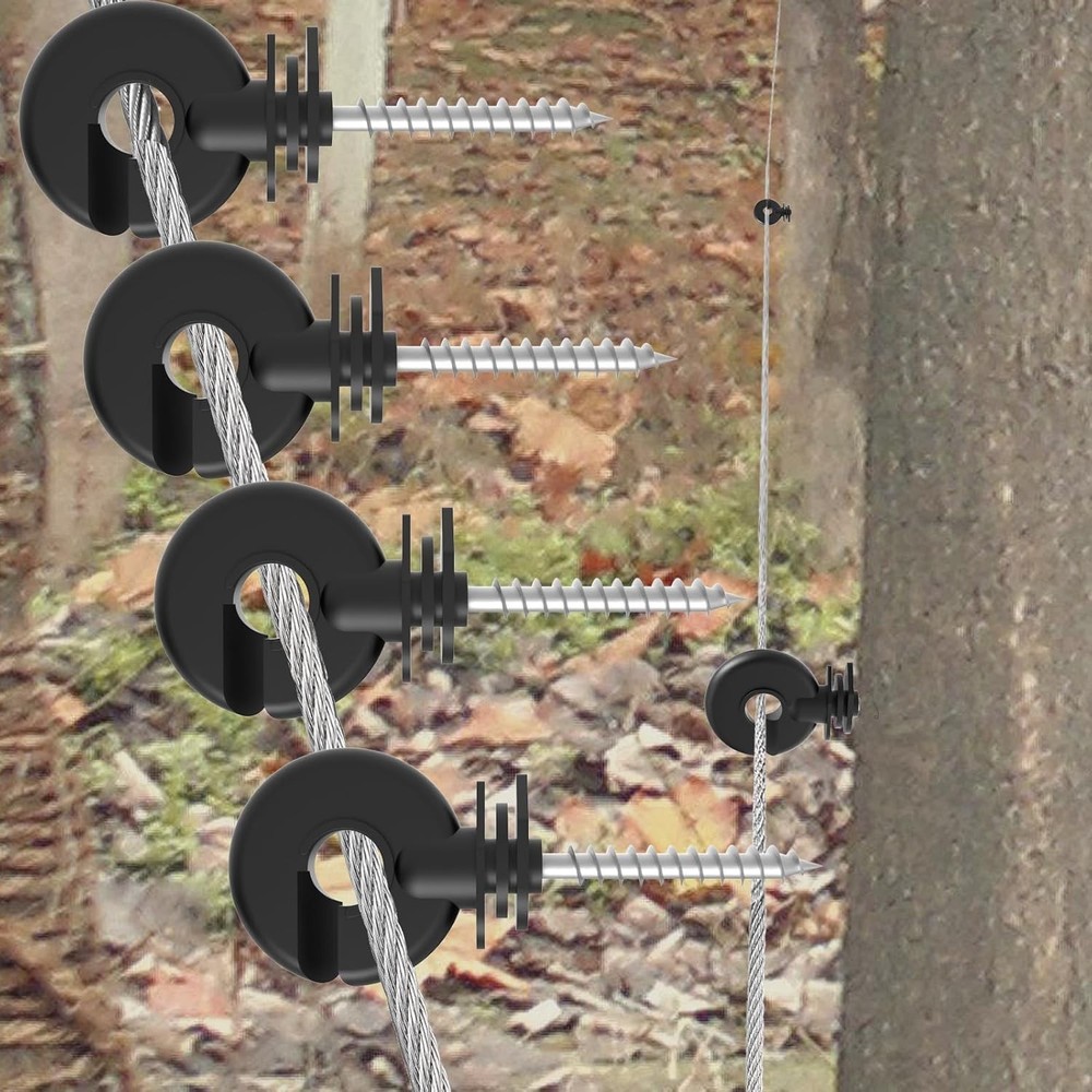 50 Pack Black Electric Fence Insulators + Socket Tool