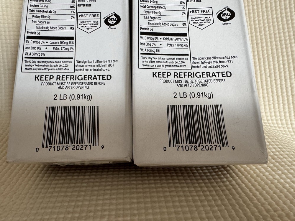 Bongards Premium American Cheese Pasteurized Process 2 Pack (4 lbs) Government