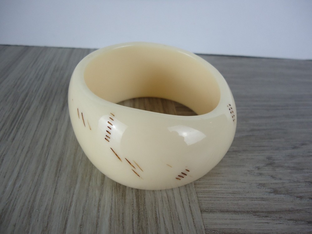 Chunky Asymmetrical Cream Bangle Bracelet Unique Statement Jewelry