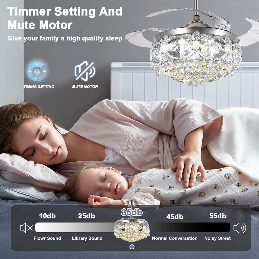 42" Ceiling Fan With Crystal Accents & Remote Control