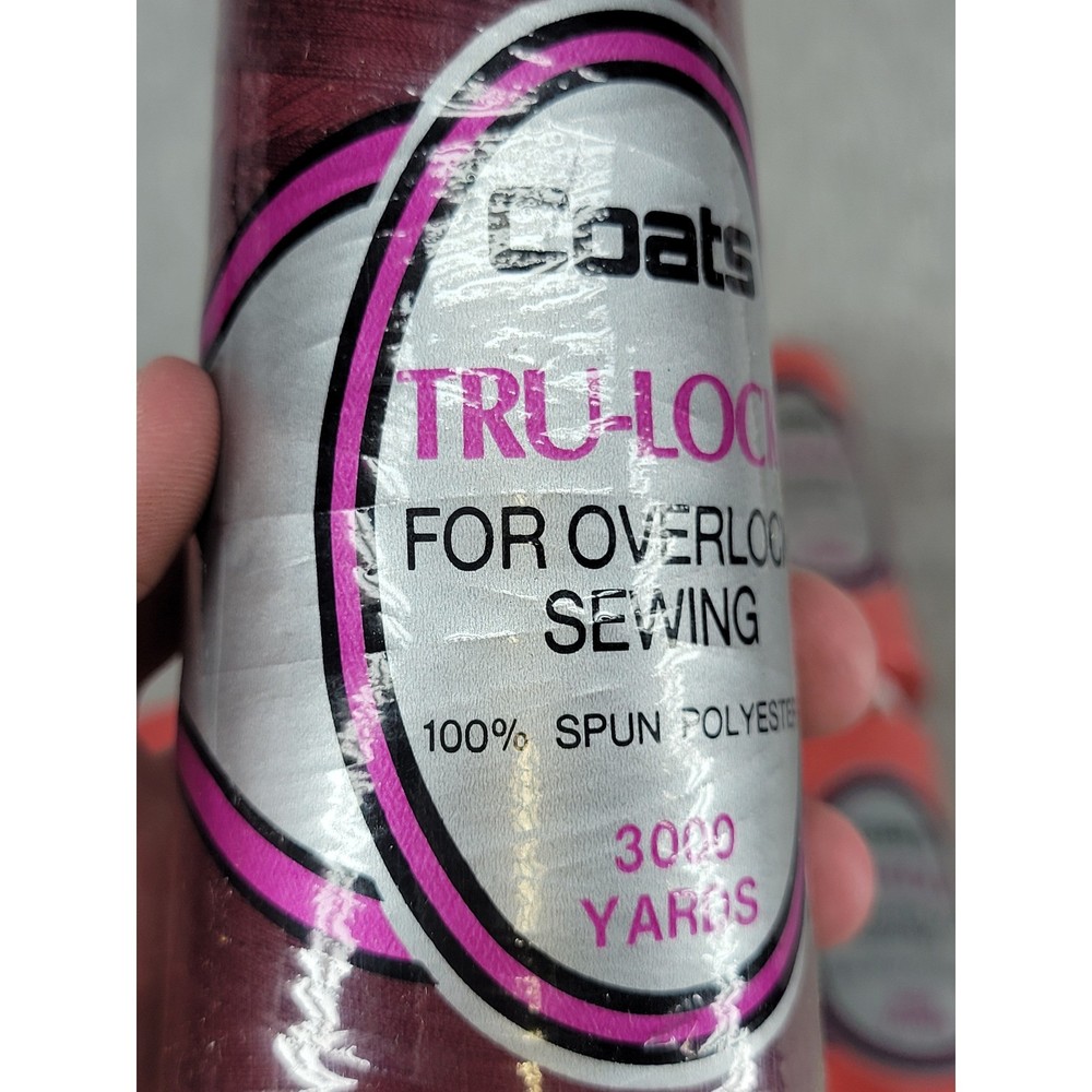 Coats Tru-Lock Overlock Sewing Thread 3000 Yards 100% Spun Polyester 8 Spools