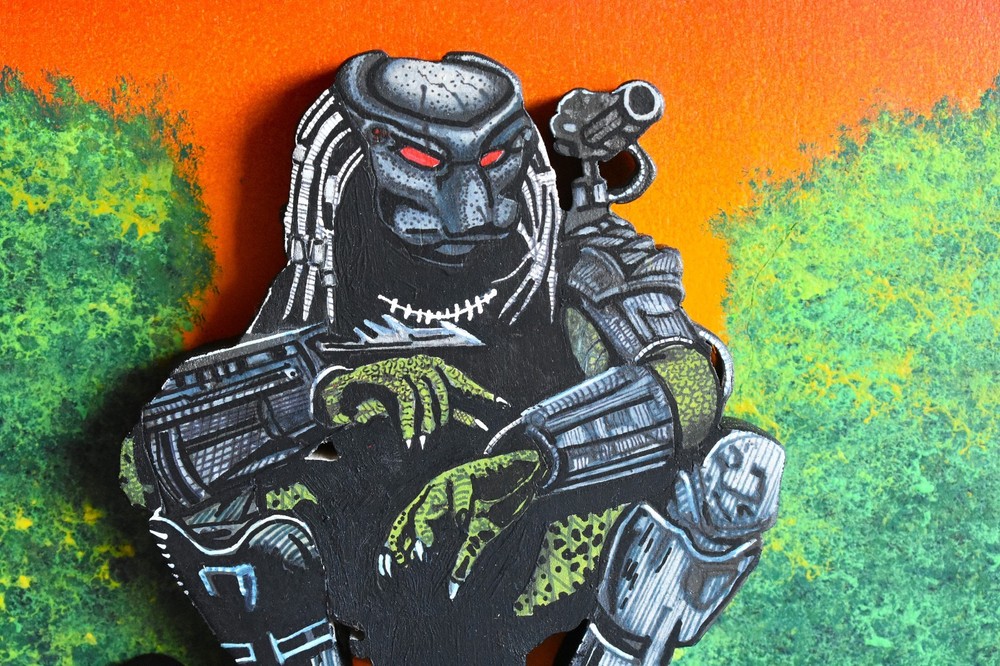 Predator Hand Crafted 3D Wooden Diorama Wall Décor