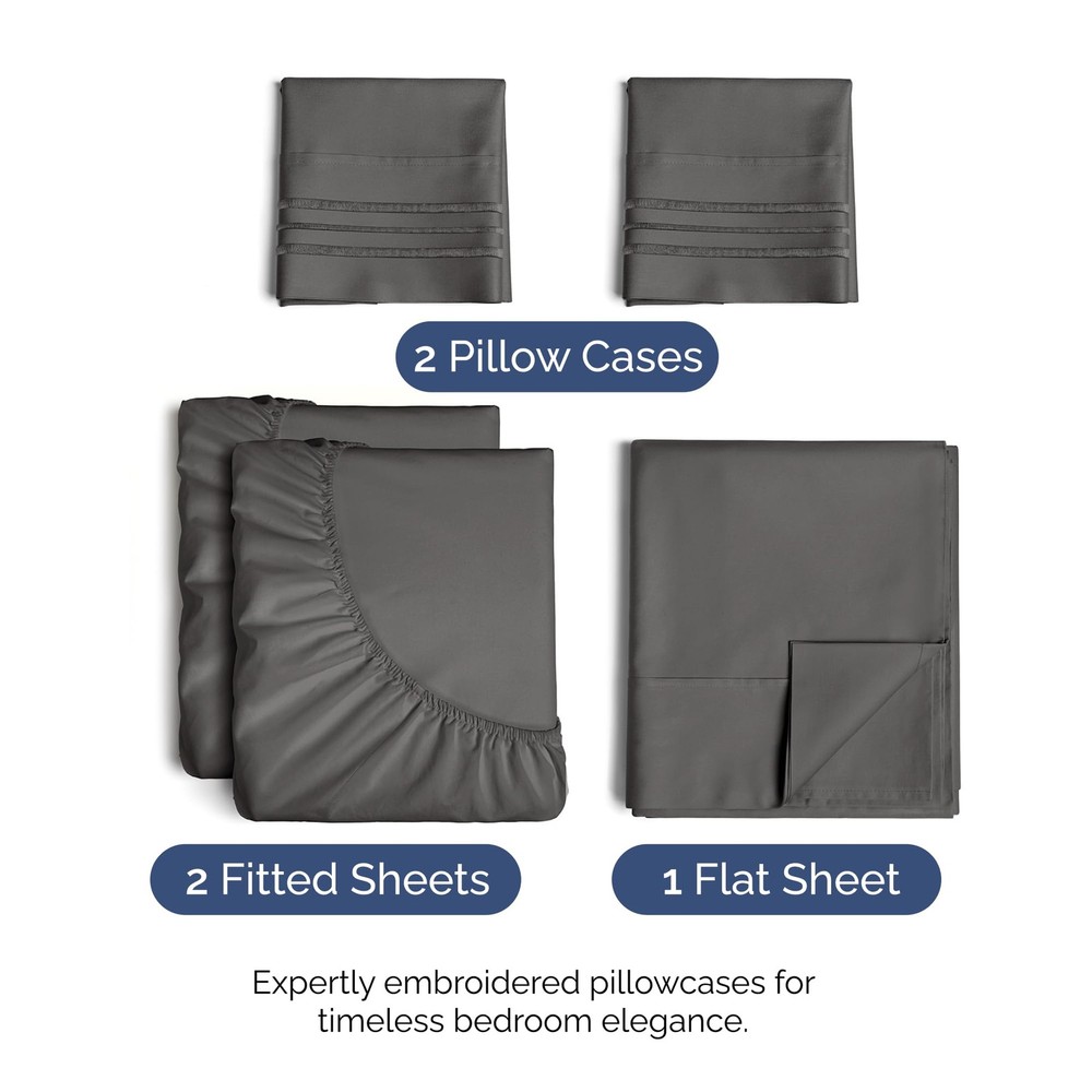 Split King Size 5 Piece Sheet Set - Comfy Breathable Cooling Bed Sheets Set ...
